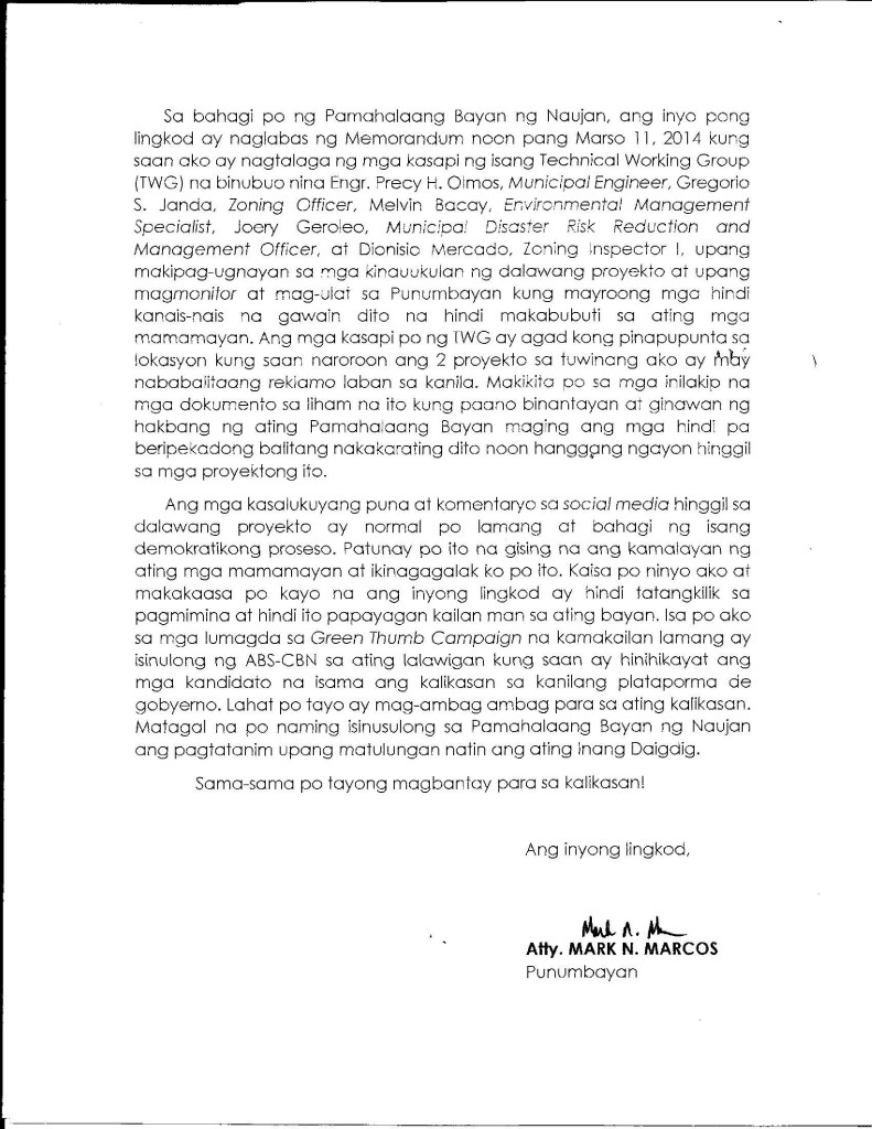 Clarification of Mayor Marcos p2